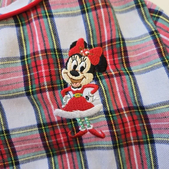 Disney Parks Girls Minnie Mouse Holiday Plaid Nightgown Pajamas Size 5/6 - Picture 3 of 9